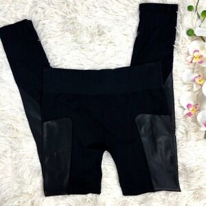 Material Girl Black Faux Leather Detail Leggings Size M/L